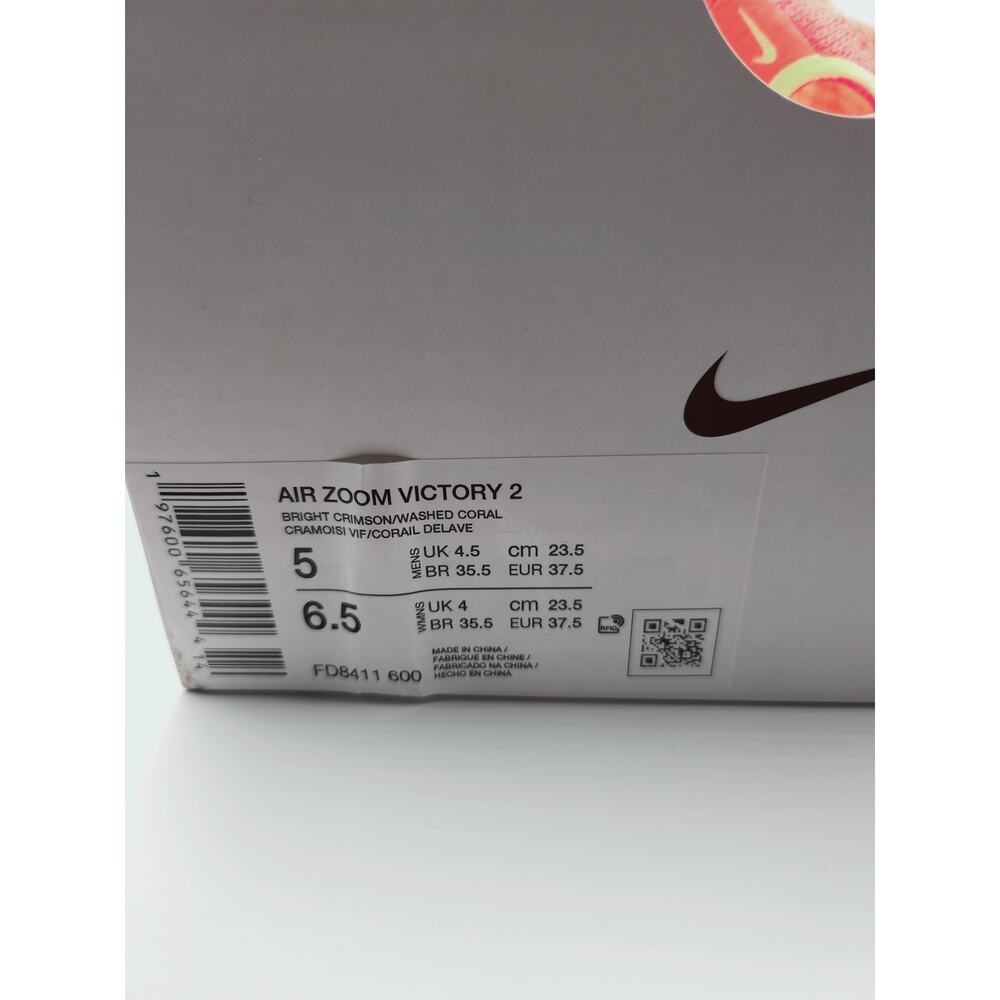 Mens Size 5 Nike Track Spikes Air Zoom Victory 2 Bright Crimson Lime FD8411-600 - Picture 6 of 6